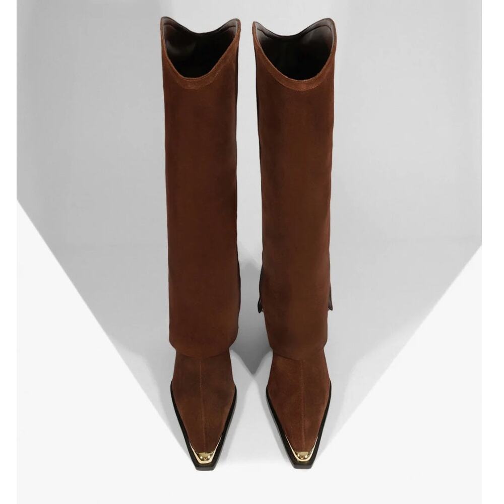 SCHUTZ Womens Raffaela Up Cloak Knee High Boots US 9 M Root Brown Suede NWOB - Picture 3 of 14